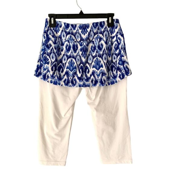 Coolibar Kahula Skirted Swim Capri NWTs Medium blue white - Picture 2 of 6